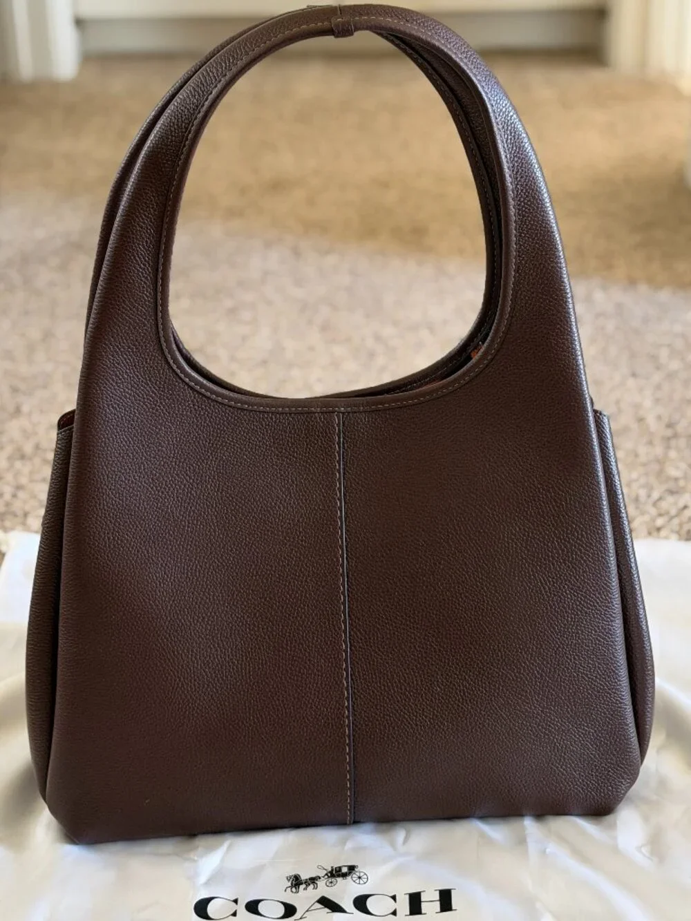 Coach Lana Shoulder Bag in polished pebble leather/Brass/Maple